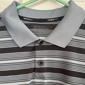 Nike Men's Golf Polo Shirt - Black and Gray Stripes